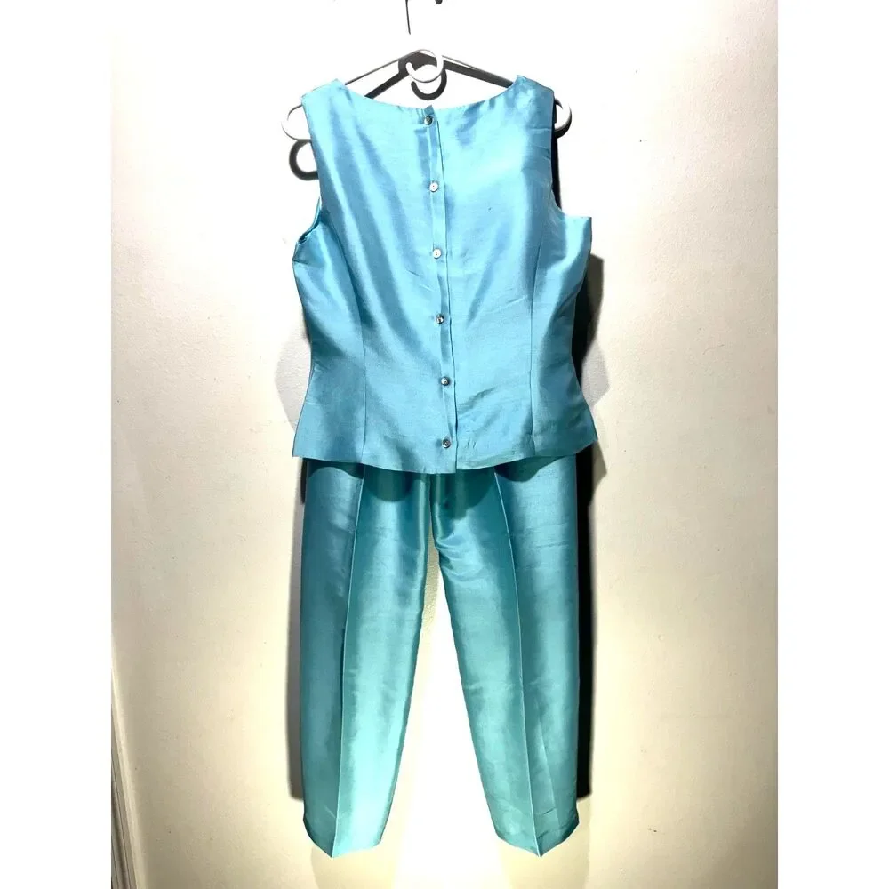 Ronni Nicole Aqua Blue Sleeveless Jumpsuit Romper Set
